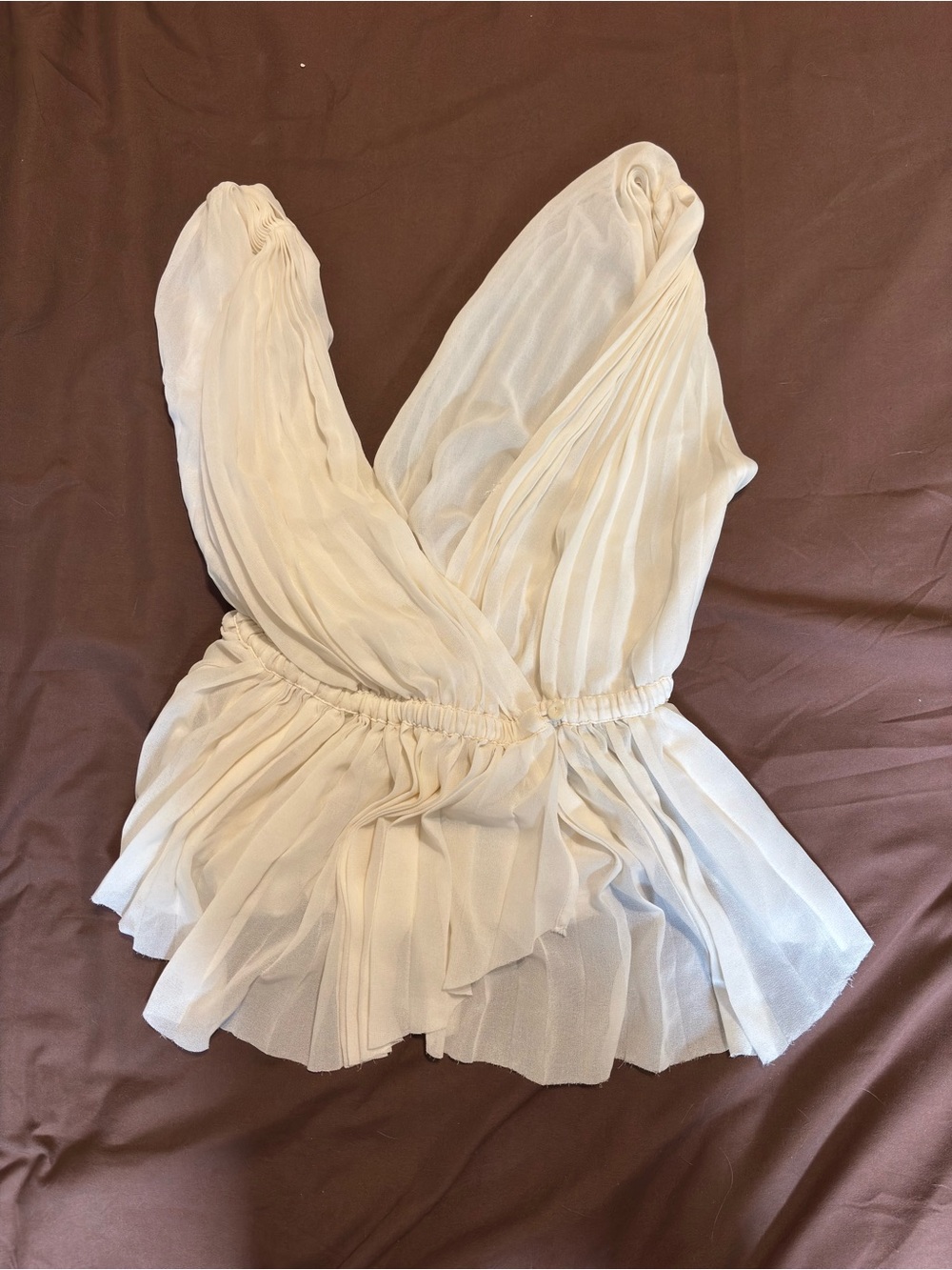 Wilfred Cream Pleated V-Neck Tank Top